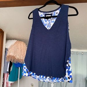 Deletta XS polka dot blue blouse never worn layers